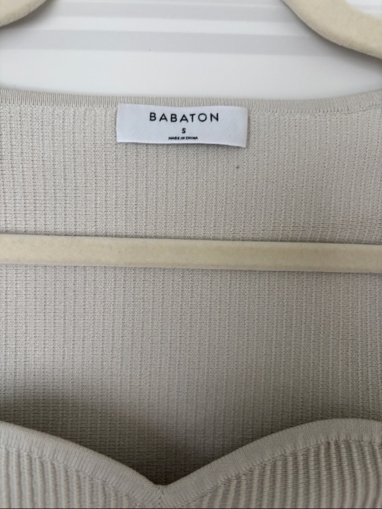 Babaton Ribbed Long-Sleeve Square-Neck Top in Light Taupe - Picture 2 of 2